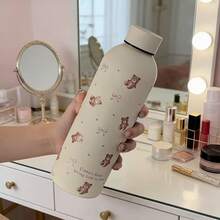 1pc Cream Teddy Bear Bow Print Handheld Ice Tumbler 304 Stainless Steel Double Wall Vacuum Insulated Cup Long-Lasting Cold & Hot Retention Large Capacity Water Cup Soft Cute INS Girl Style Portable Car Travel Cup For Students Office Workers Commuting Outdoor Fitness Home Coffee Water Cup Gift For Best Friend Girlfriend Birthday Thoughtful Practical Gift Autumn Travel Essential Christmas Gift College Must-Have Birthday - Multicolor - View 7