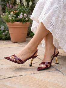 CAJUNI Women's High Heel Shoes, Wine Red, Spring Summer Outfits - Burgundy - View 4