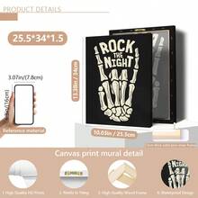 1 pieza Decoración de pared de esqueleto de moda Rock The Night para Halloween, estampado de otoño, decoración de otoño linda, póster de arte de pared en lienzo de temporada de terror, adecuado para decoración del hogar, dormitorio, sala de estar, regalo de cumpleaños y graduación, decoración de Halloween, regalo de Halloween, decoración del Día de Todos los Santos, regalo del Día de Todos los Santos - A - Ver 11