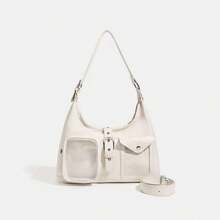 New Japanese Style Original Design Fashion Casual Street Minimalist Large Capacity Crescent Motorcycle Transparent Badge Messenger Bag, Suitable For Daily Shopping, Commuting, Party, Anime Convention, Holiday Gift, Shoulder Handbag - Multicolor - View 16