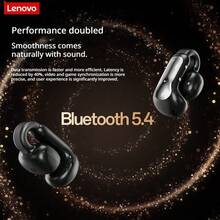 Lenovo EA400 夾耳式藍牙耳機，長效電池續航，ENC清晰通話，無線音樂耳機 - 黑色 - 查看 5