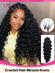 Tinashe Tóc nối móc Feather bằng tóc thật, sóng sâu lỏng, đã chia sẵn, tái sử dụng được, nút thắt Miracle, tóc tết phong cách Boho - SNatural - Xem 2