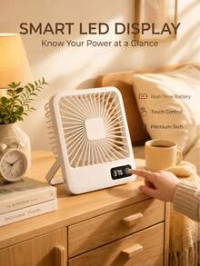 FIYIBAN 1pc USB Rechargeable Desktop Small Fan, Quiet Portable Square Design, Cooling Essential For Student Dorm, Office, Travel And Home - Desk Fan - View 5