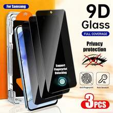 Yezodawee Privacy Tempered Glass Screen Protector, Dust-Free Auto-Alignment Installation Box, One-Click Installation Kit, Anti-Shatter Anti-Scratch, Compatible With Galaxy S25Ultra S24+ S23 S22 S21 Series - Black 3Pcs - View 21