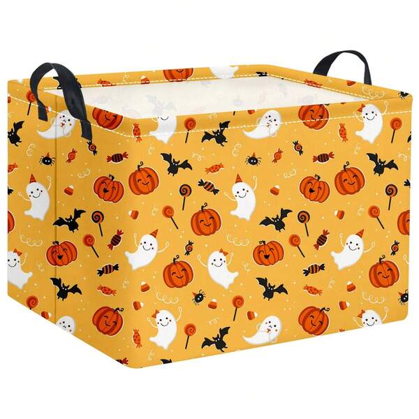 1PC Rectangular Halloween Basket For Boys And Girls, Trick-Or-Treat Pumpkin Basket, Suitable For Halloween Parties, Cute Storage Box, Room Decoration (Cute Halloween)