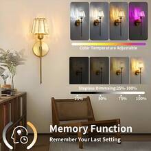 1/2pcs Rechargeable Wall Lamp With Remote Control (Includes Bulb), Crystal Lampshade, Bedside Lamp, Ceiling Light, String Light, Decorative Light, Bedroom, Living Room, Hallway, Bathroom, Kitchen And Closet Lighting Night Light (1800mAh) - Crystal Style - View 5
