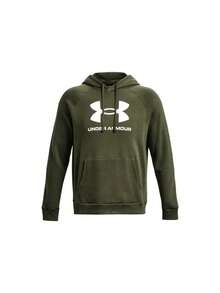 Under Armour [Bundle] Unstoppable Men UA Rival Fleece Logo Hoodie + Venture Daze Tech 2.0 Men's Sports Short Sleeve Grey - Army Green+SteelLightHeather - View 2