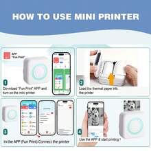 PRINHSJI Wireless Mini Printer, Portable Thermal Inkless Printer With 9 Rolls Paper, Study Sticker Maker For Pictures, Photos, Journals, DIY, Compatible With IOS & Android - Multicolor - View 6