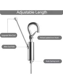 Adjustable Rope With Metal Buckle, Durable And Rust-Resistant, Multi-Purpose Hanging Cord, Suitable For Curtains, Picture Frames, Outdoor Use, Handicrafts, Professional Design, Metal Buckle Curtain Line - Silver - View 7