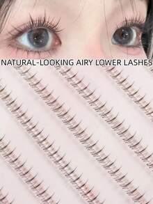 120 Clusters Glue-Free Little Flame Lower Eyelashes, Japanese & Korean Style, C Curl, 5-6mm Short Design, Create Lively Lower Eyelash Makeup Effect, No Glue Needed, DIY Free Matching, Save Makeup Time, Soft & Lightweight Lash Bundles Comfortably Fit Eye Shape, Suitable For Beginners To Wear Easily, Reusable, Applicable For Daily Commute, Dating, Travel, Party & Holiday Makeup, Perfect Holiday Gift For Best Friend & Girlfriend - C - View 6