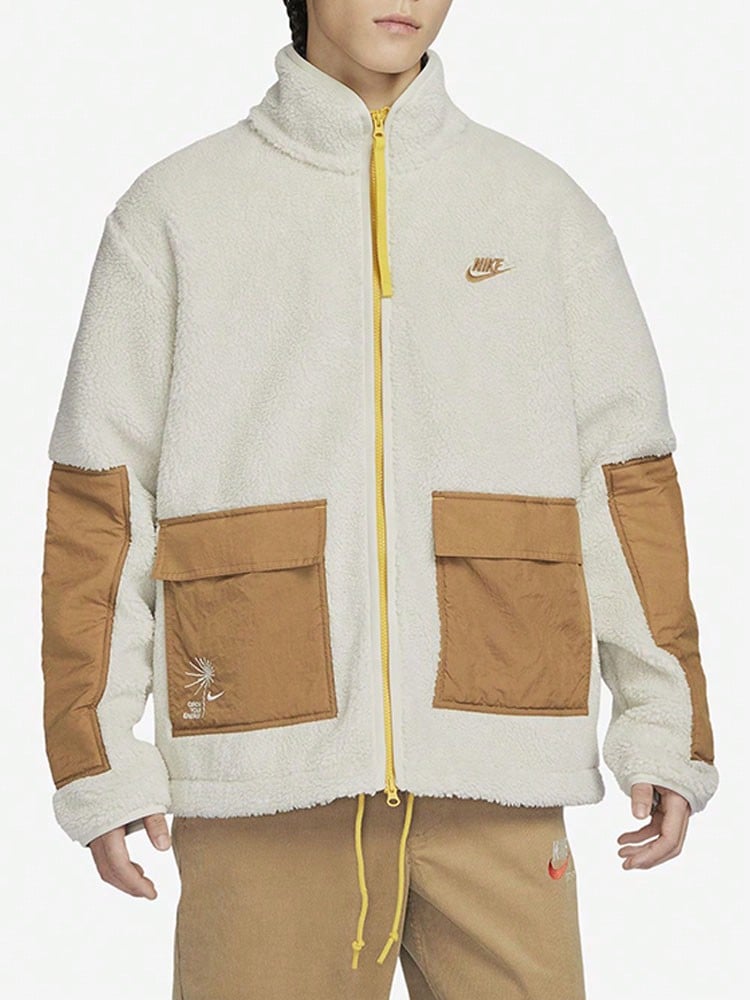 Nike Men's Stand-Collar Fleece Training Casual Jacket, Apricot - Apricot - View 1