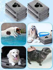 1pc Super Soft Absorbent Pet Towel - Grey, Blue, Pink, Suitable For Cats And Dogs, Providing A Gentle And Stylish Cleaning Solution For Your Furry Pets - Multicolor - View 6