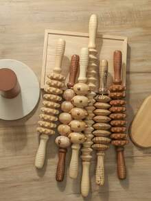 Haus Hana 6 Styles Natural Wooden Massage Roller For Back, Shoulder, Waist And Leg Relief - Helps Improve Blood Circulation And Relieve Muscle Fatigue, Yoga/Massage Tool - Multicolor - View 1
