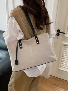 2026 Fashion New High-End Large Capacity Minimalist Elegant Vintage Commuter Shoulder Tote Bag - Black - View 11