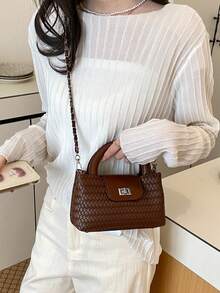 Fashionable Quilted Handbag Niche Design Crossbody Bag Minimalist Commuter Shoulder Bag - Brown - View 5