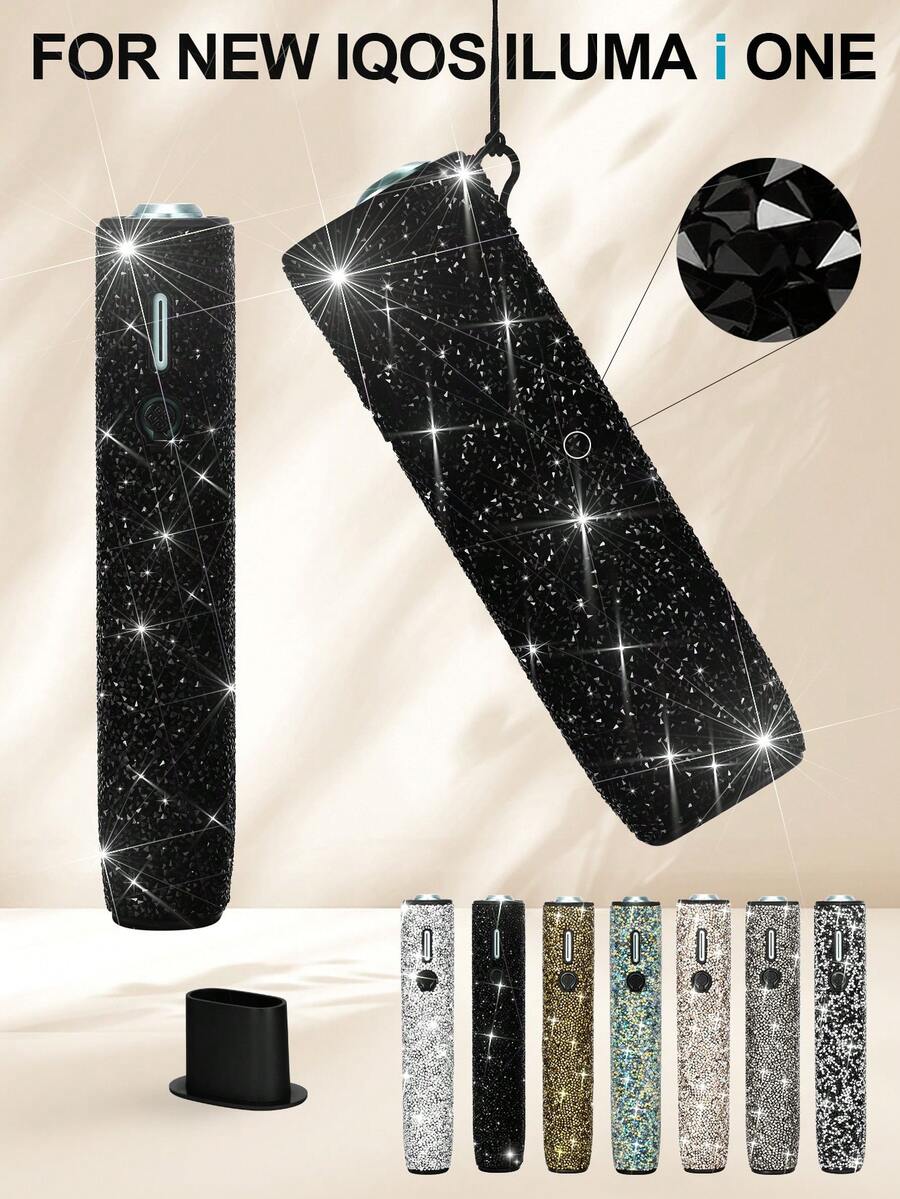 BLBLBL 一套多色全镶钻闪亮软质保护套，带挂孔，适用于第六代 IQOS ILUMA I ONE 和 Irma I ONE 电子烟