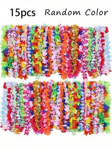 1-50pcs/Set Colorful Hawaiian Leis, Tropical Flower Garlands, Hawaiian Leis, Party Favors, Headwear, Festival & Wedding, Beach Birthday Decoration, Party Supplies, Leis, Festival & Wedding Beach Decoration, Hawaiian Theme Party, Graduation - Multicolor - View 8