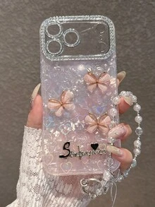 優雅蝴蝶愛心粉色手機殼 + 手腕掛繩，適用於 iPhone 18 Pro Max/18 Pro/18/17 Pro Max/17 Pro/17/16 Pro Max/16/16 Pro/16 Plus/15/15 Pro Max/15 Pro/15 Plus/11/12/13/14 Pro Max/12 Pro/12 Pro Max/13 Pro/13 Pro Max/14 Pro，全包防摔硬殼 - 粉色 - 查看 7