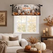 1pc Halloween Cute Ghost Theme Home Decor Curtain, Versatile Short Window Valance, Suitable For Kitchen, Living Room, Bedroom, Holiday Decoration Home Decor Curtain, Versatile Short Window Valance, Suitable For Kitchen, Living Room, Bedroom, Halloween Holiday Decoration - Multicolor - View 2