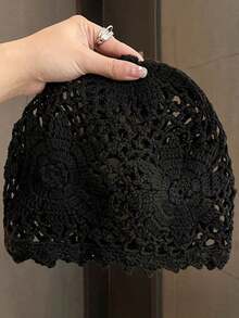 1pc Handmade Crochet Hollow Out Breathable Mesh Solid Color Women's Beanie, Fashionable Breathable Knitted Hat Suitable For Spring, Summer, Autumn, Outdoor, Commuting, Gift For Friends - Hollowing Out - View 11