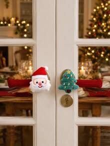 Cirelle 1/2pcs Christmas Door Handle Covers, Festive Holiday Door Decorations For Home Entryway, Room, Winter Parties And Seasonal Christmas Decor - Multicolor - View 4