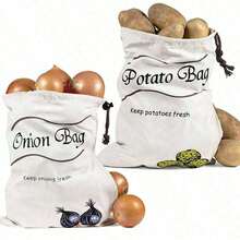 Reusable Canvas Vegetable Storage Bag With Drawstring Closure, Suitable For Onions, Potatoes And More, Extends Vegetable Freshness, Ideal For Kitchen Storage And Outdoor Picnic, Keeps Vegetables Fresh - View 4
