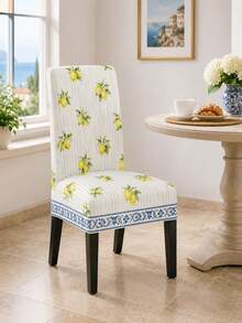 1/2/4/6Pcs Lemon Striped Elastic Dining Chair Cover, Suitable For Home Kitchen Furniture Spandex Cover, Fashionable Home Decoration Living Room Essential Item, Very Suitable For Indoor And Outdoor Use, Thanksgiving Autumn Home Decoration - C - View 4