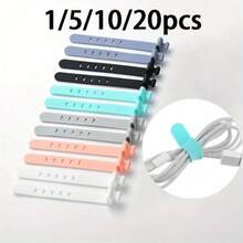 5/10/20pcs Silicone Cable Organizer - Travel-Sized Reusable USB Cable Organizer For Storing And Rolling Up Cables. Cable Organizing Storage Belt, Headphone Cable Organizer, Elastic And Portable, Flexible Cable Management Solution, Suitable For Home - Multicolor - View 2