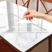 1pc Transparent PVC Desk Mat, Desktop Protector, Office Desk Pad, Office Mat, Large Mouse Pad, Laptop Desk Mat, Nail Table Mat, Coffee Table Mat, Vanity Desk Mat, Extra Large Tablecloth, Office And Home Waterproof Writing Pad, Waterproof, Oil-Proof, Stain-Resistant, Wear-Resistant, Washable Dining Table Mat, Suitable For Various Desktops, Large Dining Table Mat, And Small Desk Mat - Clear - View 9