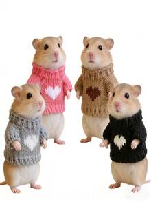 4pcs Mini Cute Hamster Knitted Sweaters, Adorable Pet Clothing, Suitable For Small Hamsters/Mice/Gerbils, Ideal Choice For Daily Use, Perfect For Pet Photography, Comfortable Pet Wear - Multicolor - View 1