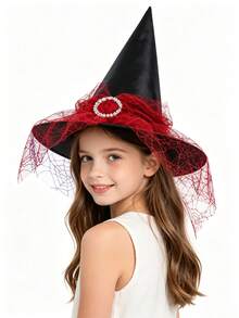 1pc Unisex Wizard Hat, Black Spider Witch Cosplay Party Magic Hat, Suitable For Holiday Costume, Girls Accessory - Multicolor - View 10