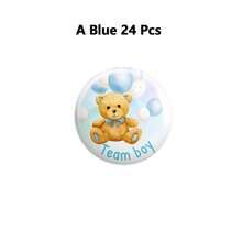 12/24 Pcs Bear Gender Reveal Pins Funny Baby Shower Team Gender Reveal Decorations Blue And Pink Team Button Pins For Birthday Party Supplies - Multicolor - View 15