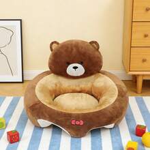 MOONBEEKI Kids Seat, Plush Bear Chair With Back Support, Soft Learning Seat For Boys Girls - Bear/Cat Options - Khaki - View 10