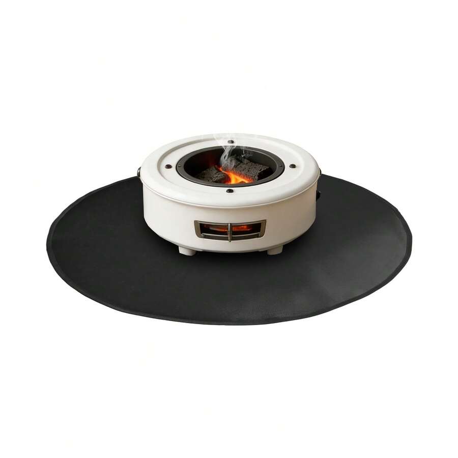 30In Round Fire Pit Mat Fiberglass Black Free Standing - A - View 1