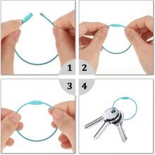 28/48PCS Random Color Colorful Stainless Steel Wire Keychain Cable Loop Screw Lock Rope Key Holder Keyring Key Chain Rings Outdoor Tools - Black - View 4