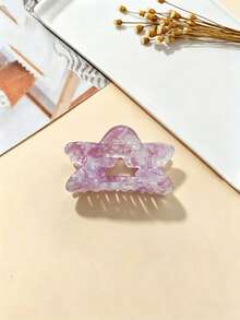 Y2K Shiny Marble Star Shark Claw Clip Set, Beautiful Hollow Pentagram Strong Grip Hair Clip, Cute Glitter Transparent Pink White Swirl Hair Clip, Non-Slip Large Hair Clip Suitable For Thick And Thin Hair, Playful Cute Japanese Style Hair Accessories, Suitable For Women And Girls Daily Makeup, Bath, Party, Vacation Outfit Matching, Fashionable Korean Harajuku Style Hair Bun Handbag Gift - Multicolor - View 4