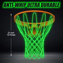 2pcs Glow-In-The-Dark Basketball Nets - Basketball Hoop Net Replacement | Heavy-Duty Anti-Whip Night Light Nylon Net Rings - Outdoor Sports Equipment Accessories Gift, Suitable For Pool, Beach, Backyard - 2pcs - View 6
