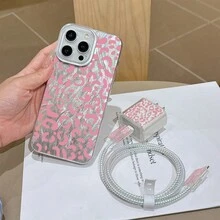 Set 6pcs Casing Ponsel Motif Leopard Pink + Penutup Kepala Charger + Pelindung Kabel + Tali Penyimpanan + Tali Pembungkus Pelindung Kabel Data TPU Anti-Jatuh untuk iPhone 6 7 8 XXs XR XS Max 11 12 13 14 15 16 17 Pro Max. Cocok sebagai Hadiah Ulang Tahun dan Natal untuk Pasangan, Wanita, Anak Perempuan, Pacar, Kekasih, dan Remaja Putri. - MultiWarna - View 4