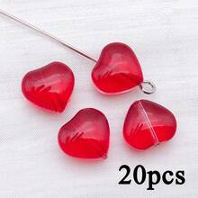 20pcs Glass Transparent Heart-Shaped Perforated Beads Jewelry Making DIY Earrings Pendant Various Design Charms For Jewelry Making Bracelets Necklace - Multicolor - View 14