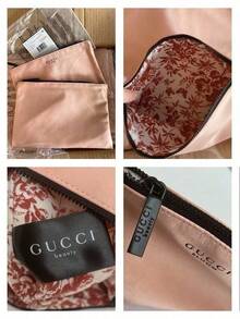 Gucci Bolsa de maquillaje de marca de moda de lujo rosa de alta gama con cremallera, adecuada como regalo de cumpleaños para la mejor amiga o novia, se puede usar para el desplazamiento diario, viajes, viajes de negocios, fitness y SPA. Bolsa de almacenamiento de cosméticos y cuidado de la piel - Rosa - Ver 7