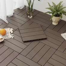 DIY Interlocking Deck Tiles Outdoor Patio Flooring Plastic Balcony Floor - Wood Grain Coffee Base - View 3