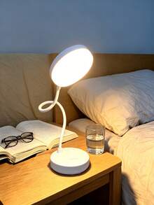 Guanova 1 Stück 3-farbig umschaltbare LED Schreibtischlampe, Schlafzimmerleuchte mit Handyhalter-Funktion, (USB-betrieben/Batterie-betrieben optional), 3-farbiges Licht, einstellbare Helligkeit, Bürobeleuchtung, Tischlampe, Nachttischlampe, Leselampe, dekorative Nachtleuchte, geeignet für Büro, Schlafzimmer, Wohnzimmer, Bürolesen und Lernen, Küche, Schlafzimmerbeleuchtung, Batteriekapazität: 800mAh - Tischleuchte mit rundem Fuß - Übersicht 7