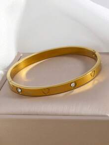 1pc Non-Fading Bracelet, Bridal Bracelet, Valentine's Day Gift Bracelet, Perfect Jewelry Choice For Daily Wear - Gold - View 5