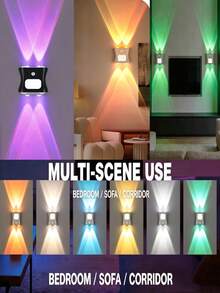 1 Set (2pcs): 1 Remote Control + 1 Smart Wall Light, 16-Color Smart Sensor RGB Wall Light Night Light, Magnetic Installation, Remote Control Operation, USB Rechargeable, Suitable For Bedroom, Living Room, Game Room And Holiday Party Lighting - 4-head Cat Eye Motion Sensor Wall Light - View 5