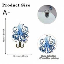 1pc Ocean Theme Wooden Wall Hook With Starfish Turtle Octopus Shell Design Metal Hanging Hook For Coats Hats Keys Bags Small Items Home Decor Bathroom Kitchen Bedroom Entryway Wall Mount Organization Storage Solution - Multicolor - View 14