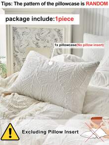 1pc Pastoral Style White Tufted Pillowcase With Leaf Pattern Textured Polyester Decorative Cushion Cover, Suitable For All Seasons, Ins Style Decor, Machine Washable, No Filling Included - White - View 4