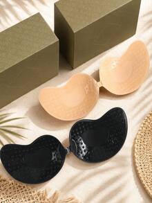 1/2/4 Pairs Mango-Shaped Adhesive Bra Cups, Reusable Seamless Push-Up Sticky Breast Pads, Breathable Strapless Backless Bra, Suitable For Summer Dresses - Multicolor - View 8