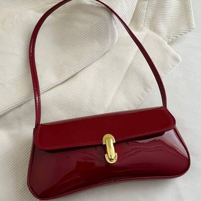 1Pc Vintage Faux Oiled Leather Shoulder Crossbody Bag, Suitable For Dates, Outi…