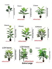 2pcs Artificial Plants, 60-125cm Tall, Including Fake Palm Tree, Tropical Palm Leaves And Tall Trees. Realistic Plastic Monstera Leaves Suitable For Home, Kitchen, Outdoor And Office Indoor Decor. - Multicolor - View 12