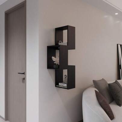 Estantería de pared de 6 cubos Seyner, estanterías abiertas de almacenamiento y exhibición para decoración de sala de estar o decoración de oficina